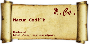 Mazur Csák névjegykártya